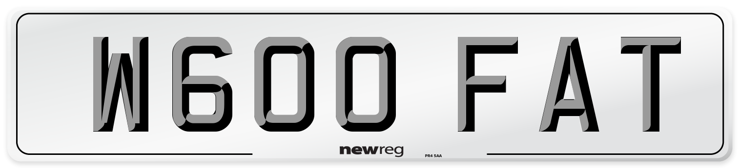 W600 FAT Number Plate from New Reg